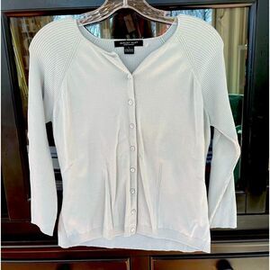 August Silk sportswear sky blue ladies button-up cardigan sweater, large